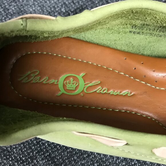 Born Crown Women’s 6.5 Distressed Green Leather Bow Slip On Ballerina Flats - Picture 7 of 8